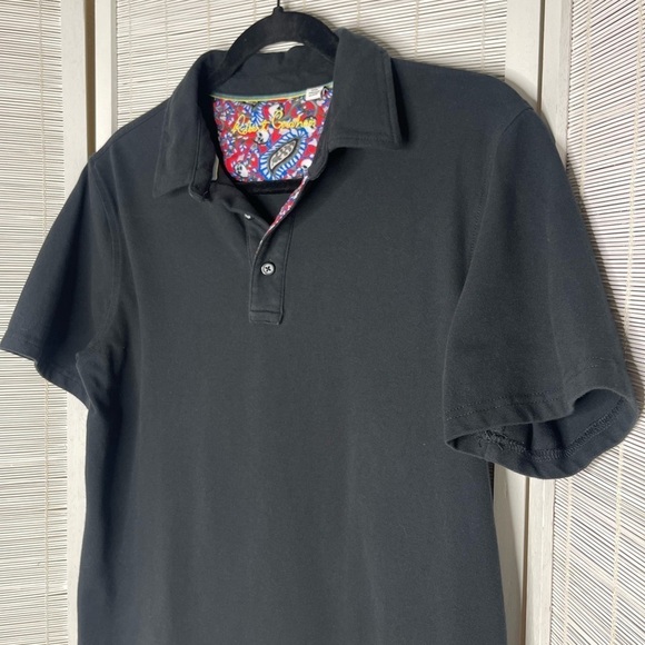 Robert Graham Polo Shirt Black Collar Short Sleeve Cotton Blend Patterned Size S - Picture 2 of 7